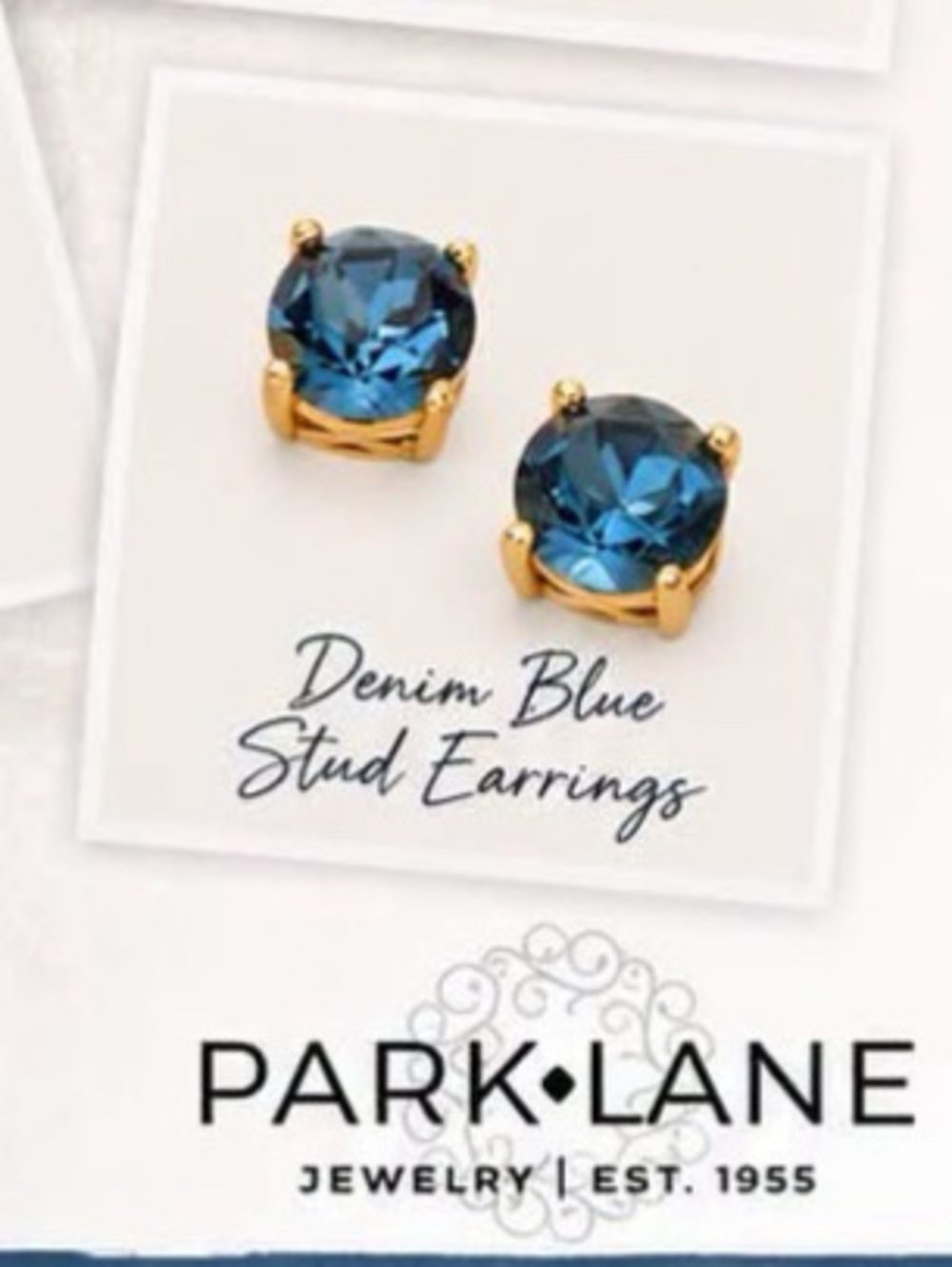 💙 Park Lane DENIM BLUE Impression Earrings Studs Crystals Hypoallergenic NIB